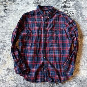 Chaps Men's Casual Red and Blue Checkered Shirt